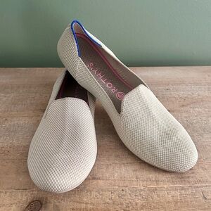 Rothys The Loafer Double Linen Neutral Cream/Tan Size 10